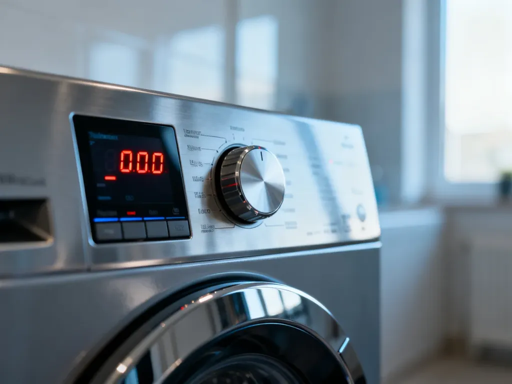 Panel sterowania suszarki Siemens z podświetlanym wyświetlaczem LED, na którym widoczny jest kod błędu technicznego.